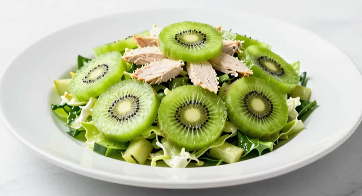 Праздничный салат "Изумруд": простой рецепт с киви и курицей — гости фотографируют, прежде чем съесть