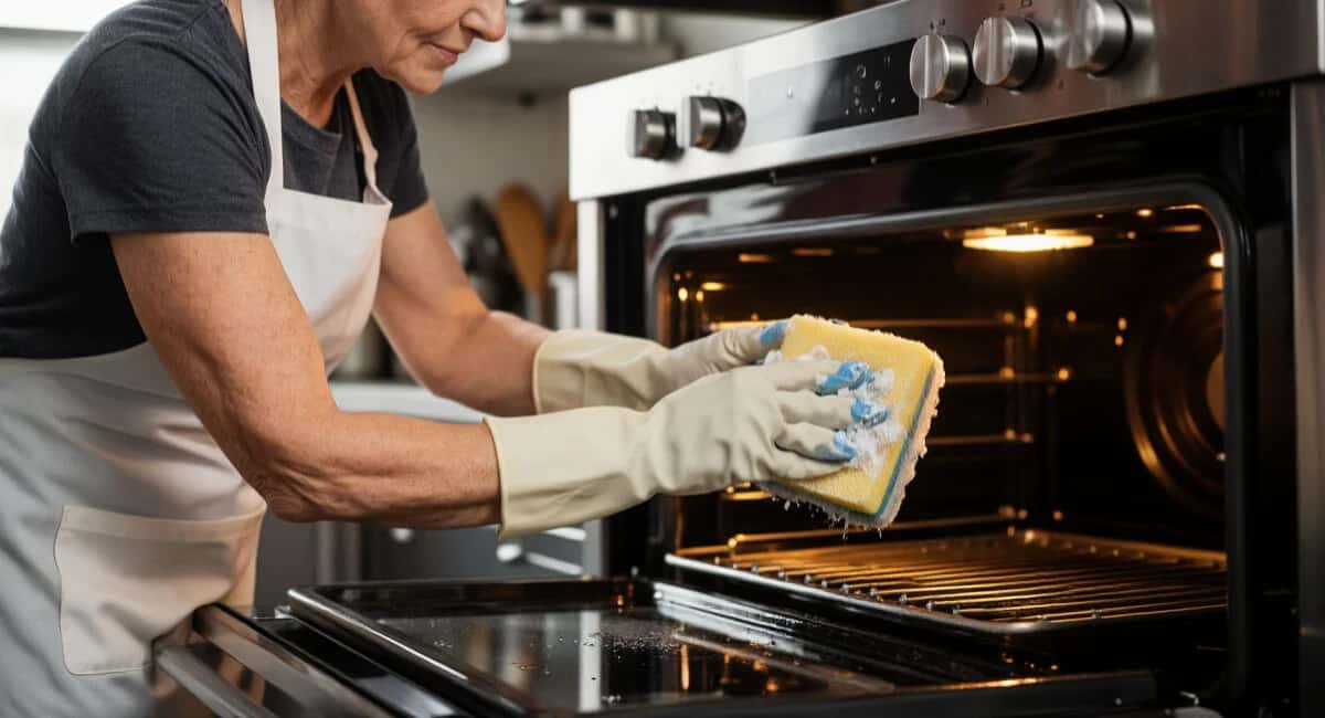 3 ложки на дно духовки — и пригоревший жир оттирается губкой: без химии и без возни