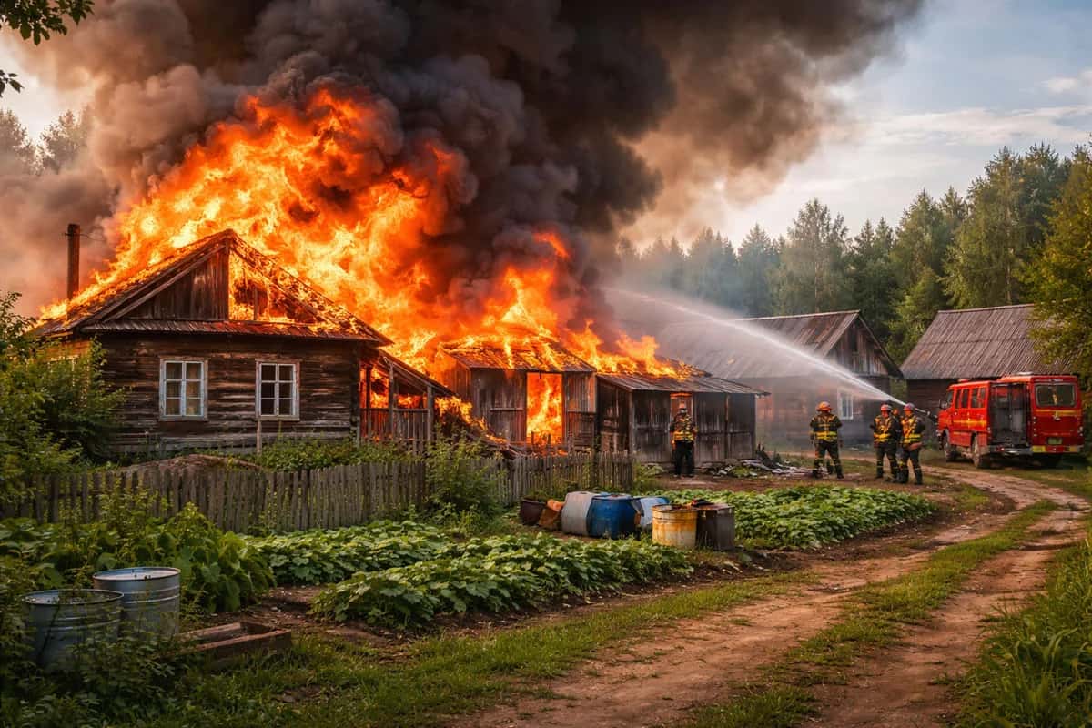 Крупный пожар уничтожил дом под Каменском-Уральским