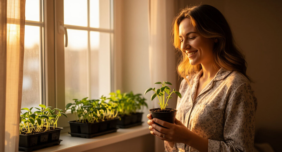 Перестала держать рассаду на холодном подоконнике: нашла это тёплое место в квартире — и она обгоняет в росте в 2 раза