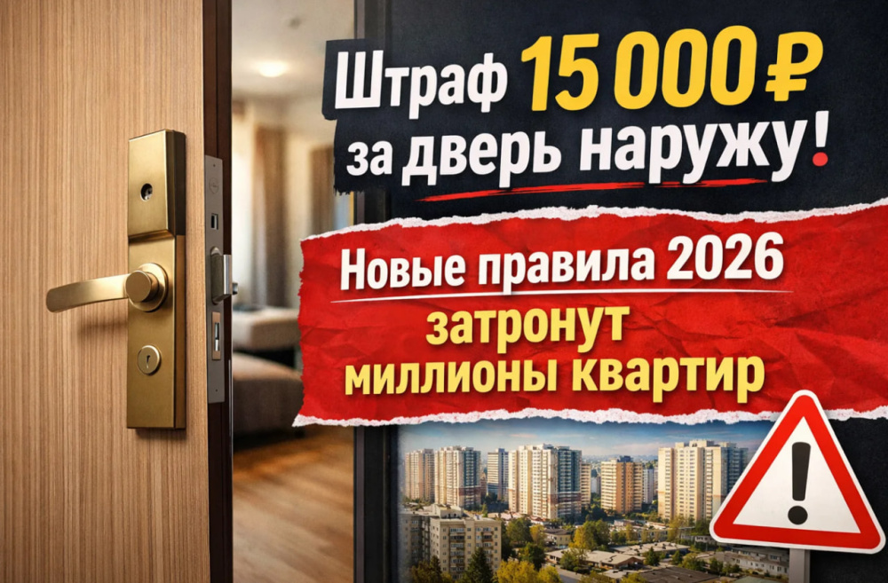 Дверь наружу — штраф 15 000 рублей: новые правила с 2026 года затронут миллионы квартир | Штраф 15 000 руб. за дверь наружу: новые правила 2026 затронут миллионы квартир