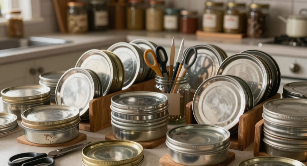 Крышки от банок коплю годами — делаю из них органайзеры для кухни: подружки ахнули, попросили мастер-класс